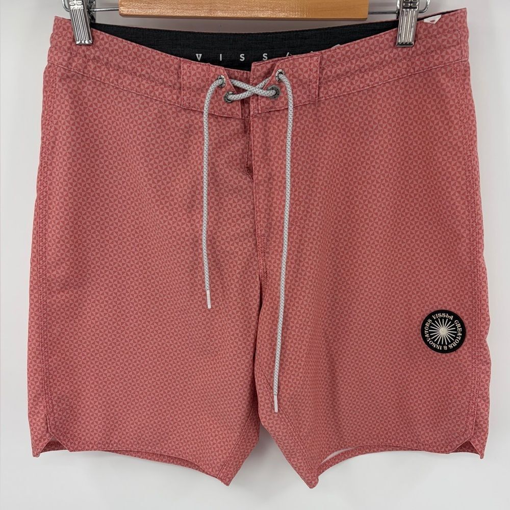 Vissla solid sets 17.5 ecolastic unlined board short pink mens 30 swim vacation